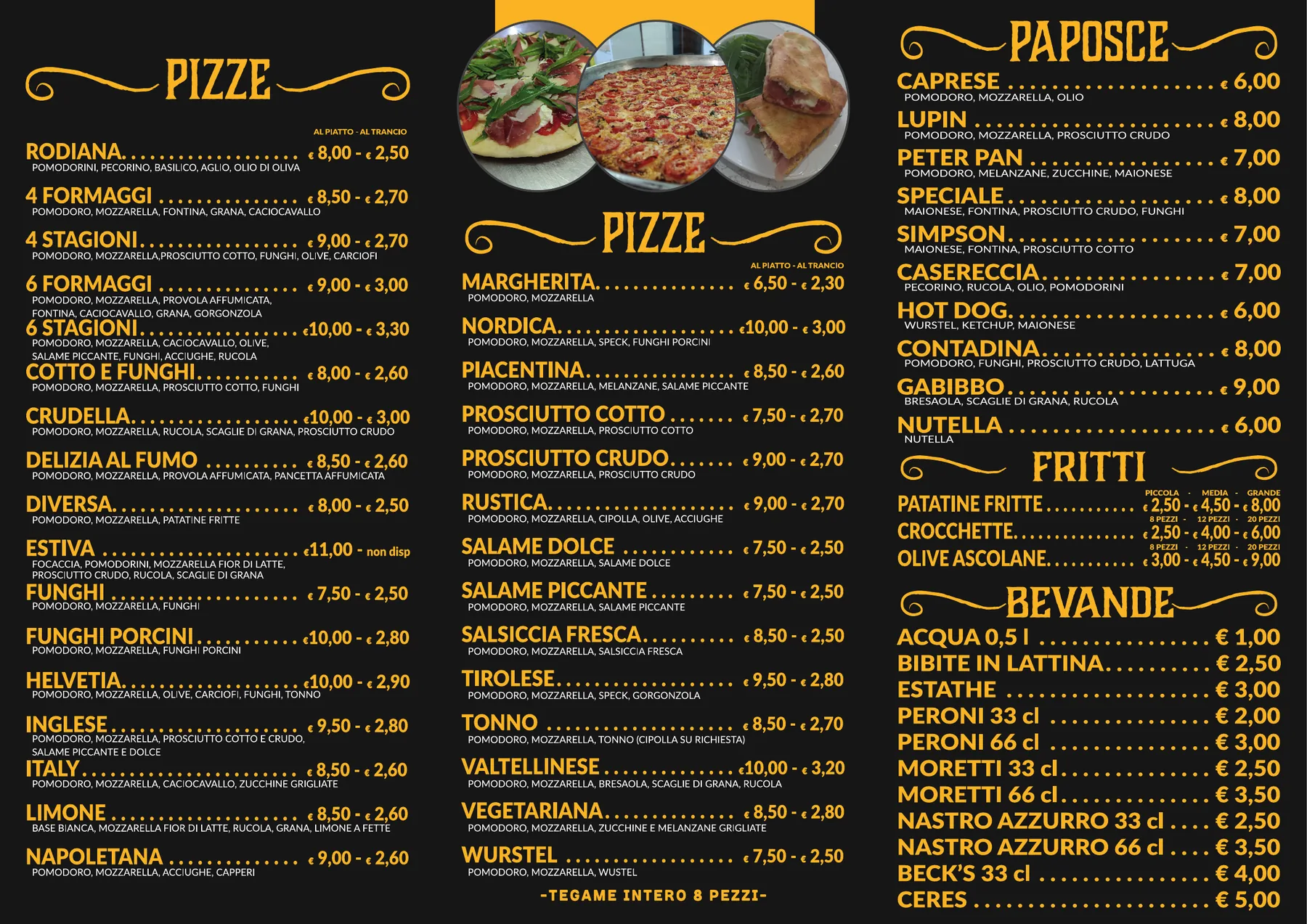 Menu Helvetia pizzeria